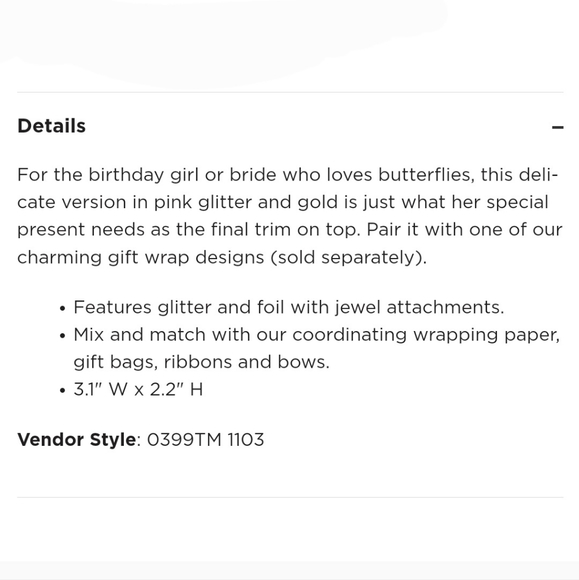 Hallmark Butterfly & Heart Gift Trim - Picture 6 of 6